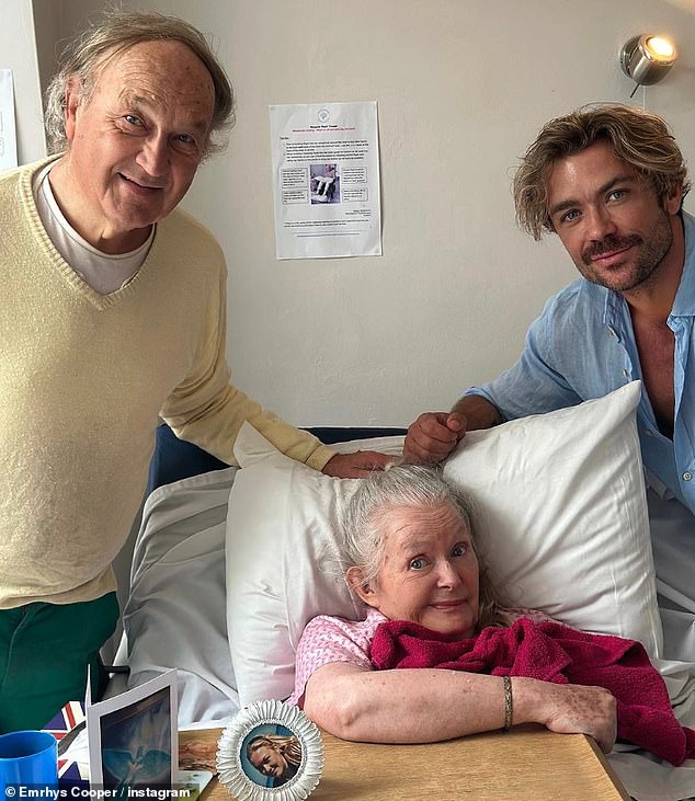 Now Emrhys has said that when preparing for the role he asked his father for advice, and the pair spoke for the first time about it in their lives, during the actor's childhood (pictured with his parents Christopher and Raphaela)