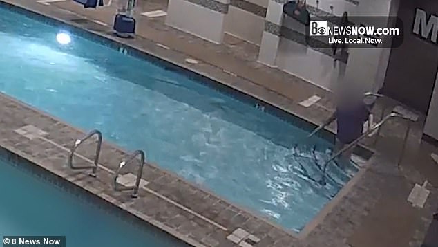 Footage showed Triplett entering the pool on the morning of February 4, and he had reportedly entered the building on crutches.