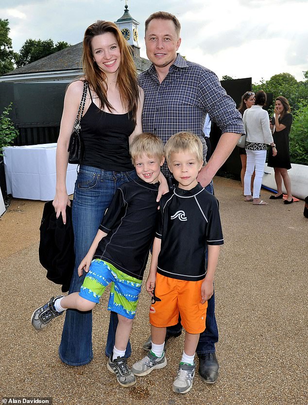 Musk is shown here with his second wife Talulah Riley in 2015 with Xavier, now Vivian, and Griffin.