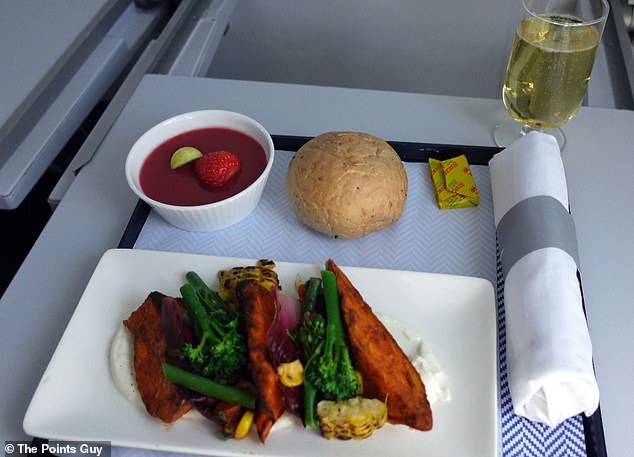 Matty told MailOnline that the business class food was 