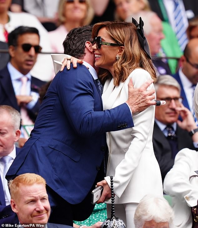 Jackman, 55, and Beckinsale, 50, were seen hugging and whispering in each other's ears in the royal box as they watched the match.