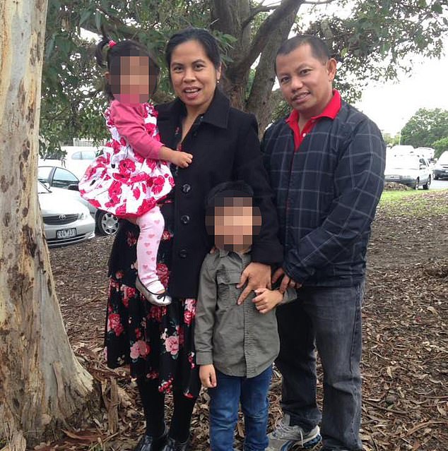 Andres Pancha, 45 (pictured with his family) was fishing at Frankston Pier when he was allegedly attacked by homeless man Forrest Stevenson, 36, shortly after 6am on June 29.