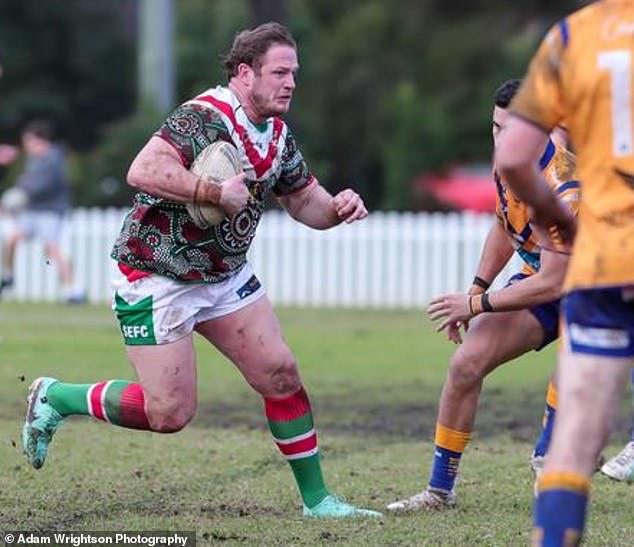 Pictured here, Burgess lunges at the defence as he helps the Seagulls beat the Coogee Dolphins at Kensington Oval.