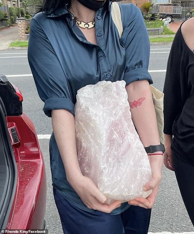 The vandal took a large quartz (pictured) that had been left on the tombstone to remember the mother.