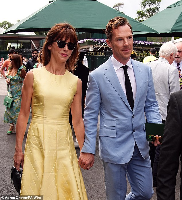 Benedict Cumberbatch and wife Sophie Hunter arrived hand-in-hand to watch the star-studded Wimbledon men's final as the stars were out in force on Sunday when they descended on SW19.