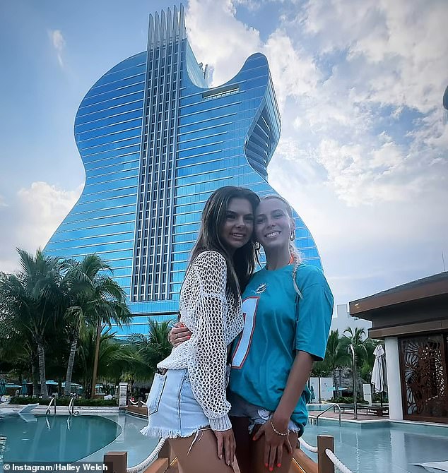 Welch, 21, stands in front of the guitar-shaped Seminole Hard Rock Hotel & Casino, where the club is located.