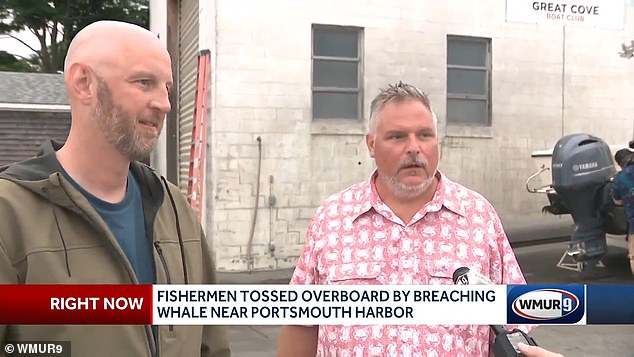 The incident occurred near Odiorne Point State Park on Tuesday, when two fishermen, Ryland Kenney and Greg Paquette, both seen here, were thrown overboard.