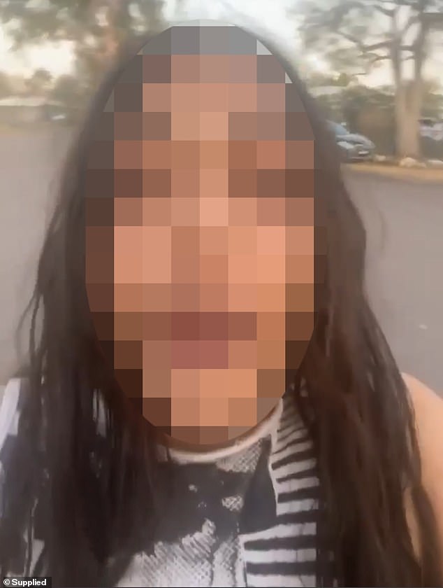 A young woman (pictured) filmed some children and herself throwing stones at the man while telling him that 