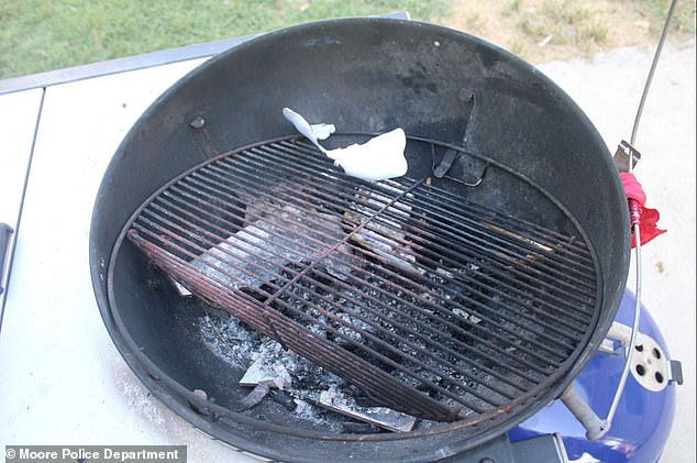 The grill where the innocent cat was burned