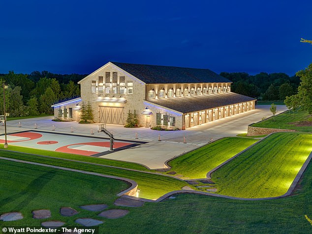 The barn has plenty of square space, as well as a training and dining facility, among other features.