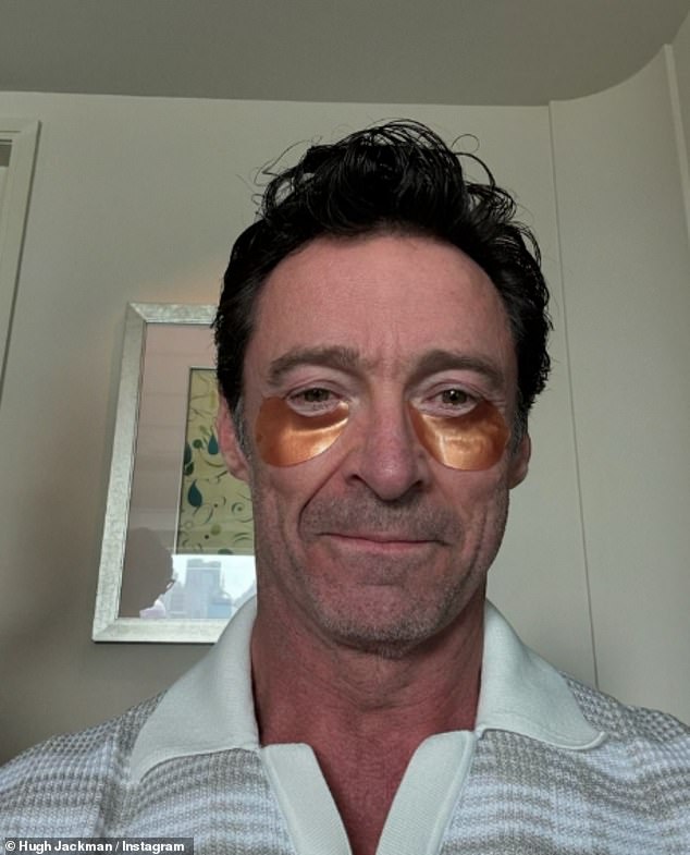 The Australian actor, 55, took to Instagram on Thursday to share a selfie of himself indulging in some self-care while sporting some gold under-eye masks, captioning the post: 'This is 55.'