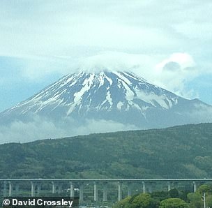 David's view of Mount Fuji from a bullet train