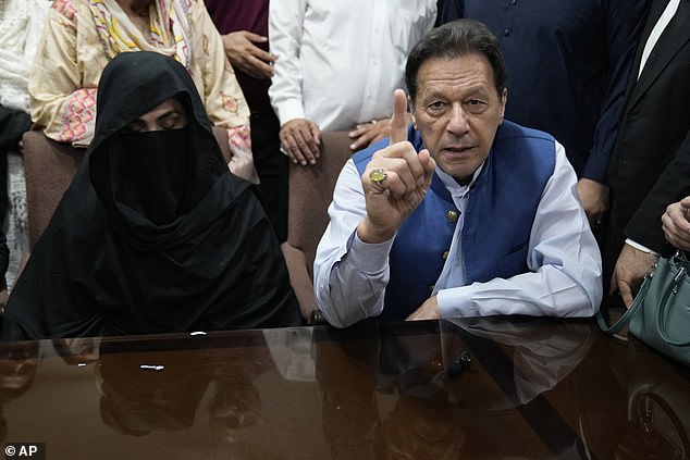 Pakistan's former prime minister and his wife Bushra Bibi (pictured together in 2023) have been sentenced to seven years in prison after a court ruled they broke a law requiring a woman to wait three months before remarrying.