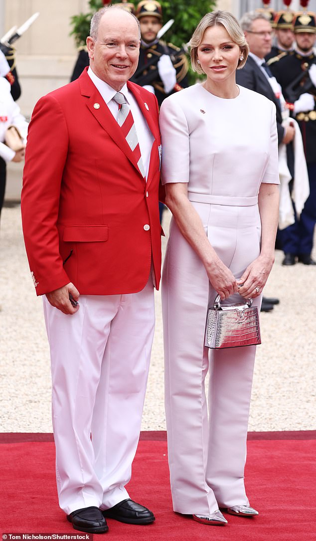 Princess Charlene and Prince Albert of Monaco joined a host of European royals at the Elysee Palace ahead of tonight's Olympic Games opening ceremony in Paris.