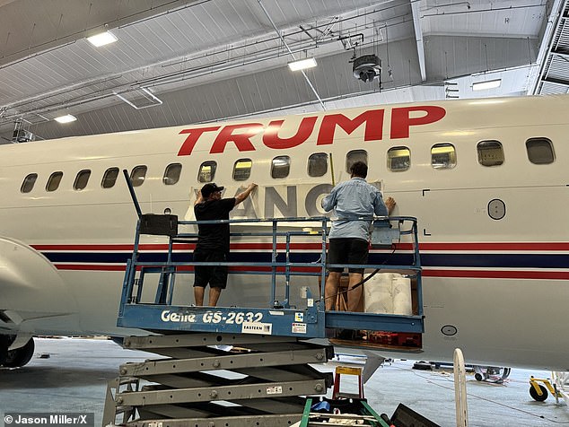 Trump campaign aide Jason Miller posted an image of Vance stickers added to a plane