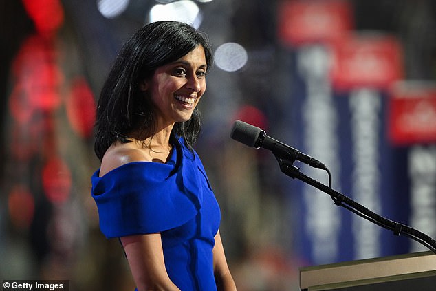 Usha Vance appeared on stage to introduce her husband at the convention. 