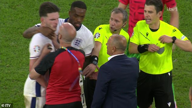 Rice was pushed by another member of the Slovakia coaching staff during the altercation