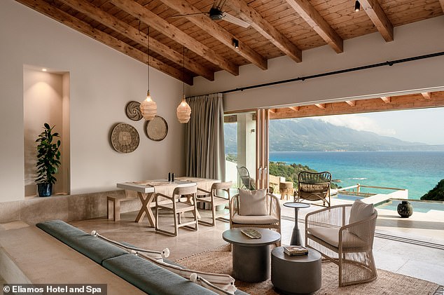 Eliamos Hotel and Spa was designed by Kefalonia-born Spryo Korsanos and his wife, interior architect Maike. The hotel 