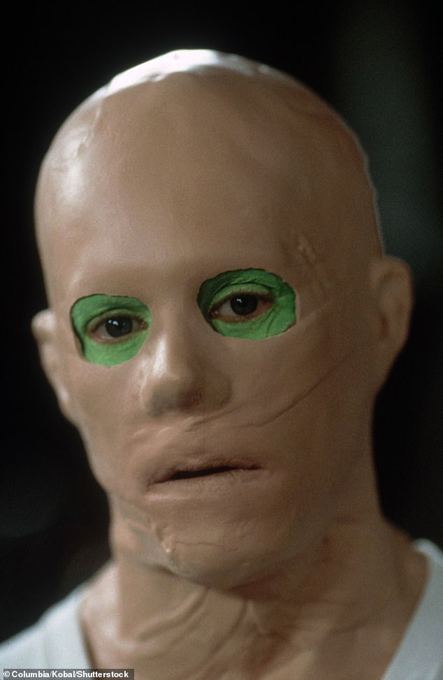 The star is no stranger to shocking transformations. In the 2000 sci-fi thriller Hollow Man, the star sported creepy prosthetics to play Sebastian Caine, a scientist who volunteers to be the first human test subject for a serum that turns the user invisible.