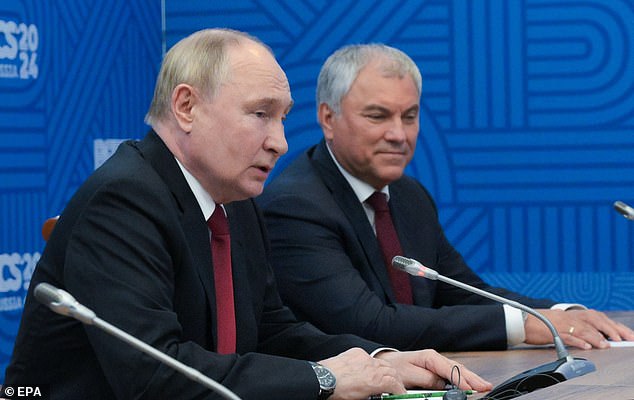 State Duma Speaker Vyacheslav Volodin (right with Vladimir Putin) said that Biden 