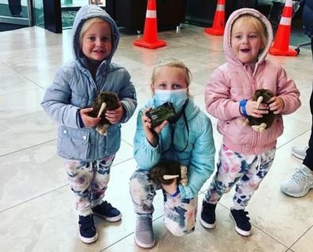 Dickason murdered her two-year-old twin daughters, Maya and Karla, and her six-year-old sister Lianè (all pictured) at their home in Timaru, New Zealand, on 16 September 2021.