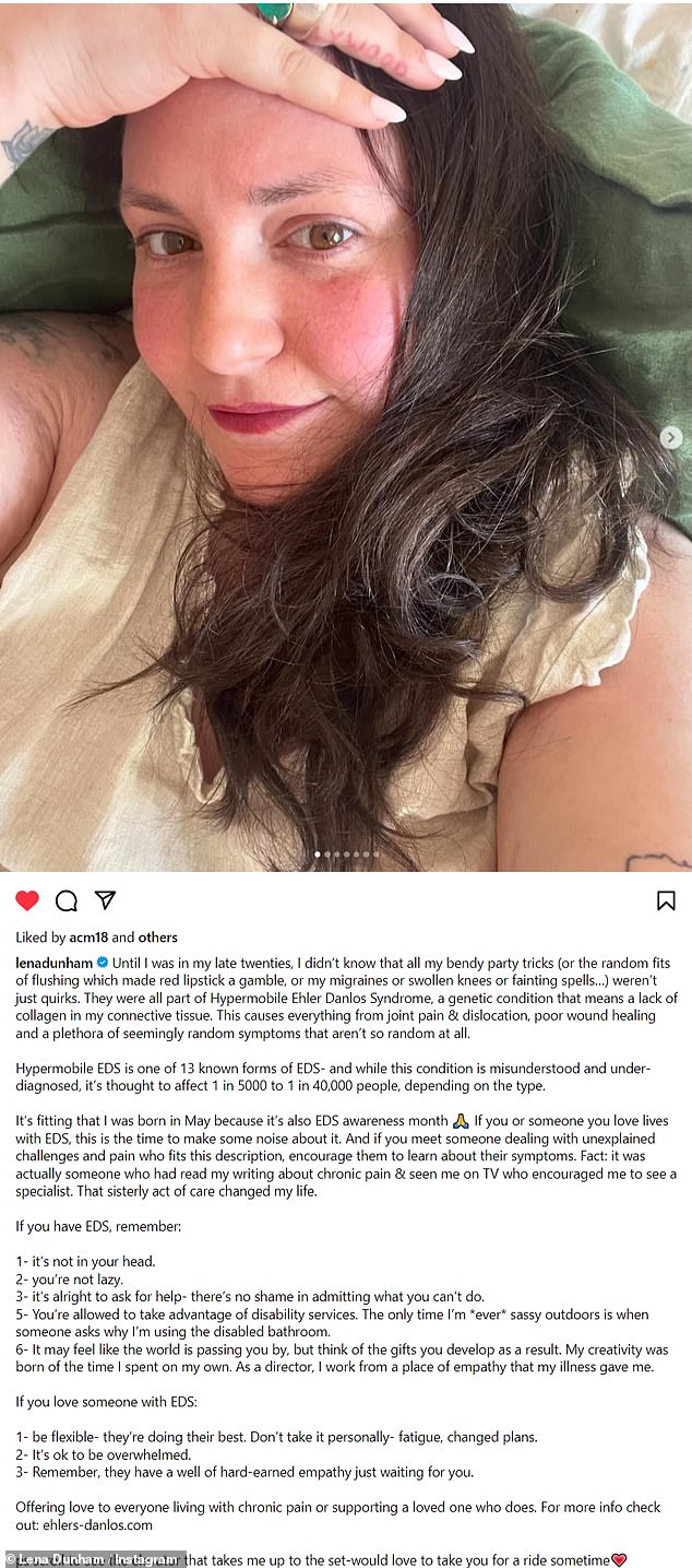 Lena recently opened up about her genetic condition, Hypermobile Ehlers-Danlos Syndrome, in a candid Instagram post.