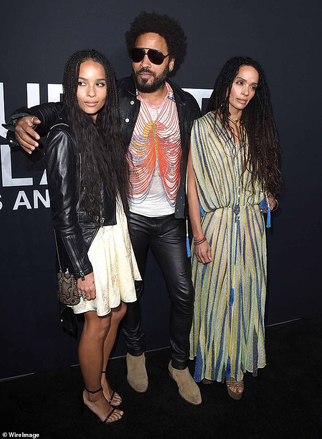 Kravitz with his ex-wife Bonet (right) and their actress daughter Zoë at the Hollywood Palladium