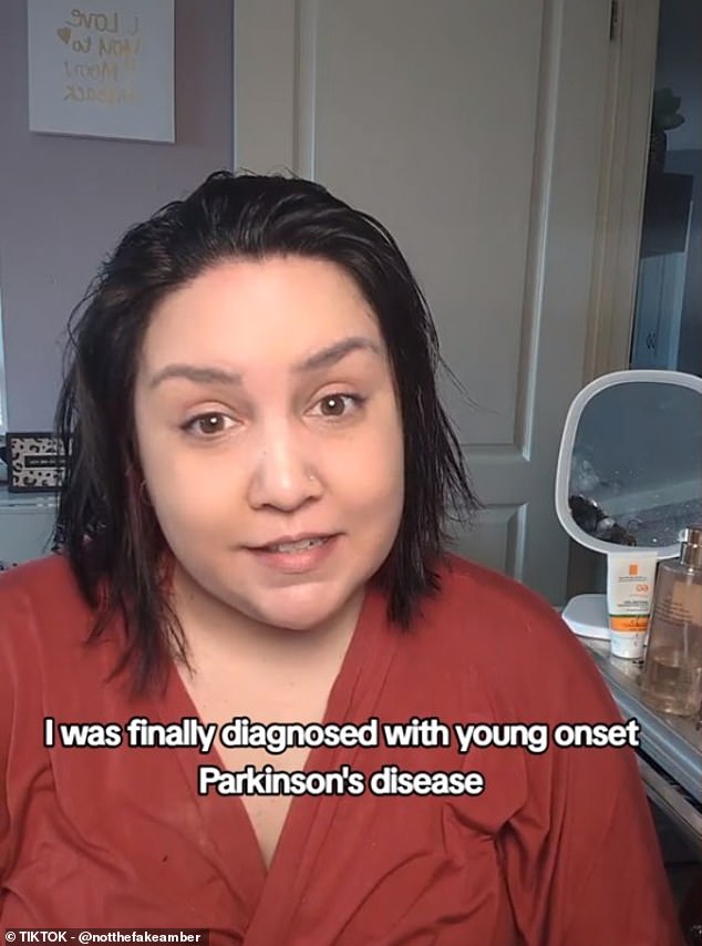 Amber Hesford, from Texas, was diagnosed with Parkinson's in 2018 at age 35. She initially mistook her tremors as a side effect of drinking too much coffee.