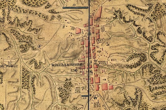 An 18th-century French map of Williamsburg shows more than a dozen barracks within Williamsburg and details how they were built between 1776 and 1777 for the Continental Army as it fought the British.