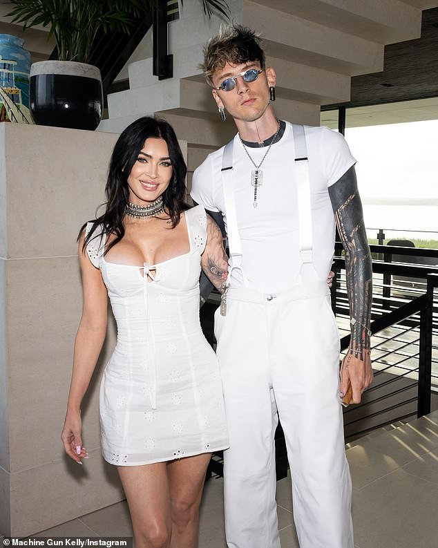 It's unclear how Megan Fox (left, pictured July 4), the on-and-off girlfriend of the Houston-born, Cleveland-raised rapper-turned-rocker, will react to his latest transformation, but she is known for altering her own appearance by any means necessary.