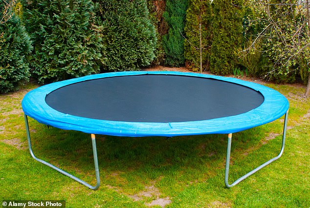 The woman said that neither of her twins are very athletic, so she encourages them to get physical activity by jumping on the trampoline.