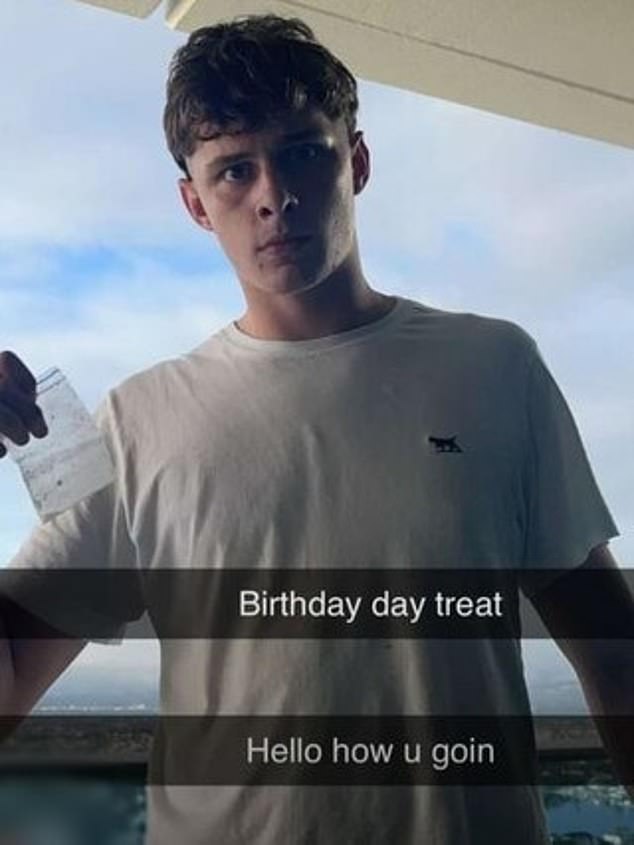 A photo of 18-year-old Tom Dutton (pictured) appeared on Snapchat a week ago, showing him holding a bag of white powder.