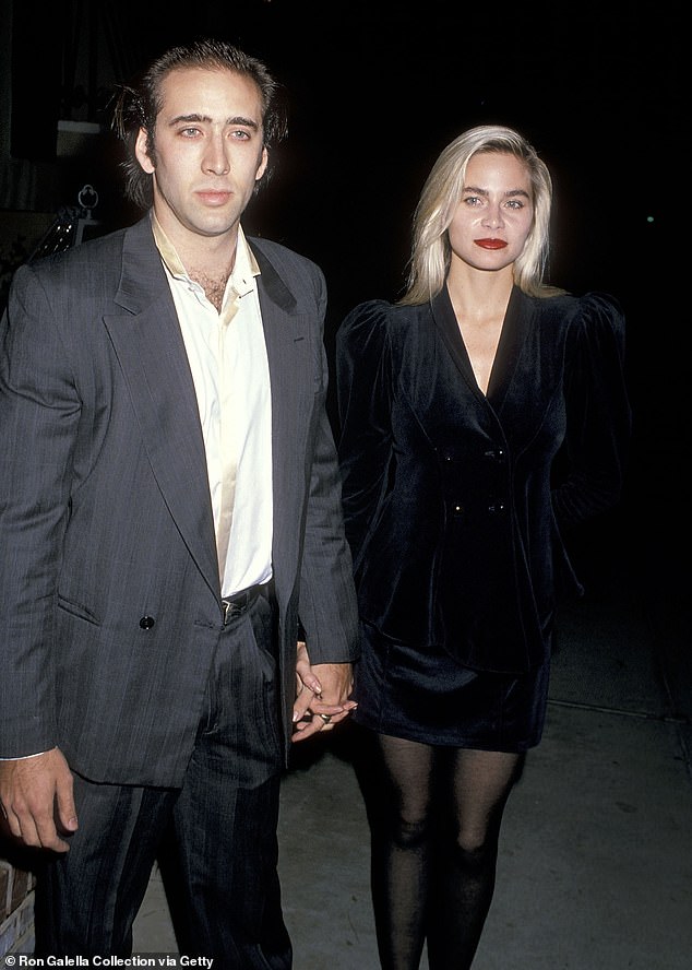 Nicolas and Christina began dating in 1988 and welcomed Weston in 1990, but split in 1991 (pictured in Los Angeles in October 1988)