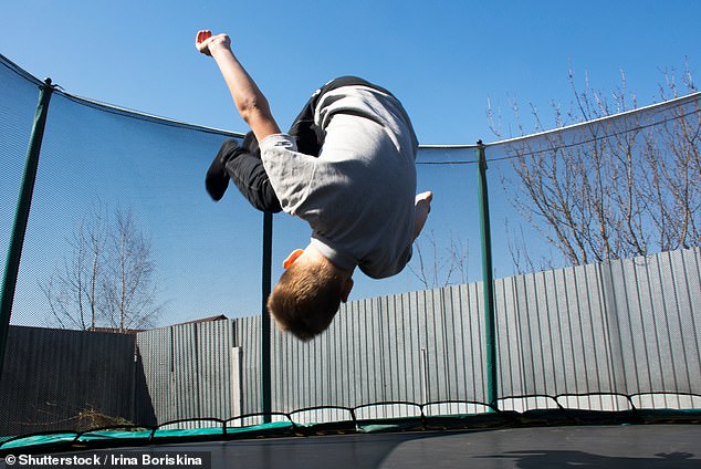 Make it stop: The clicking of a trampoline's springs can be heard from far away.