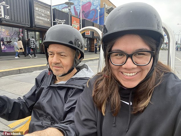 In June, around Father's Day, Albino posted a photo of them with helmets on while Beatriz smiled widely for the camera.