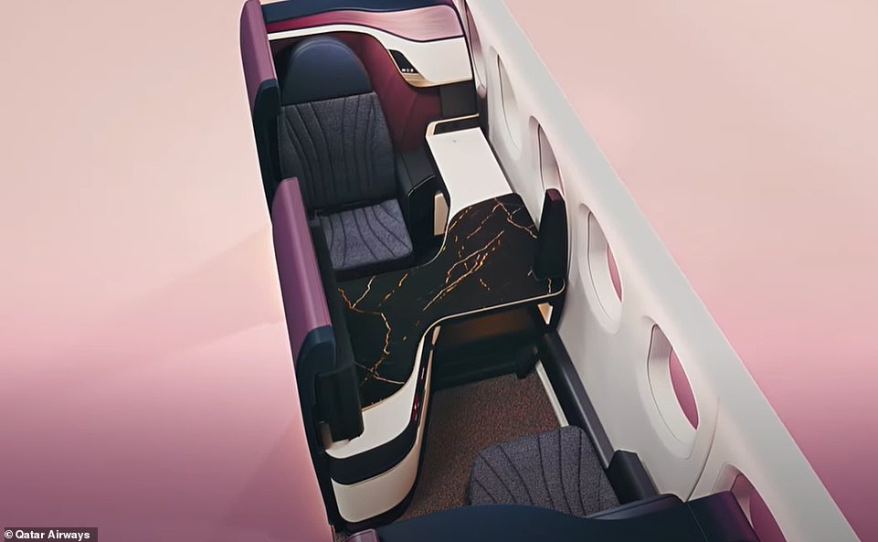 In the next-generation cabin, a companion mode will be available for pairs of passengers who have booked window seats, with a divider that lowers between two facing single seats to create a new social space.