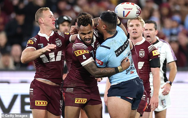 Queensland had no answers for New South Wales stars Spencer Leniu (pictured right), Liam Martin and Cameron Murray.