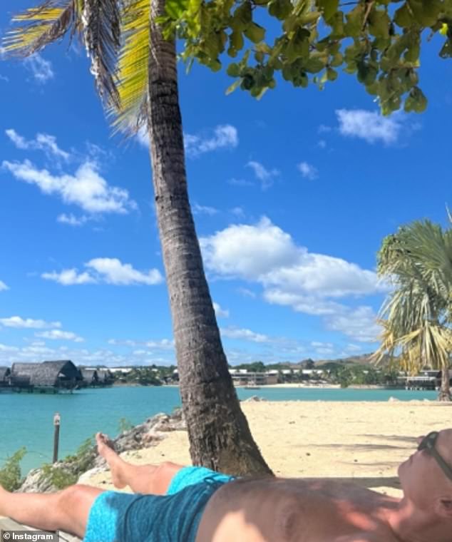 Along with the magical array of idyllic holidays, Lisa wrote: 'Enjoying a much needed break and being pampered by a big guy in Fiji!'