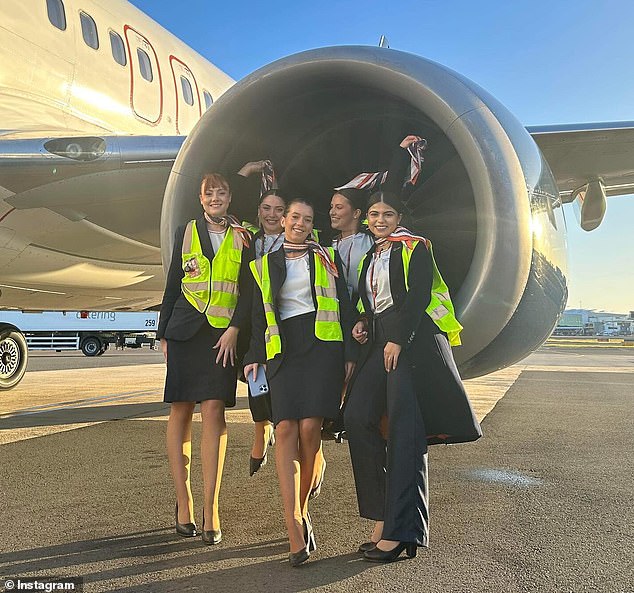 Ms Rackley (pictured with other Rex flight attendants) said she was 