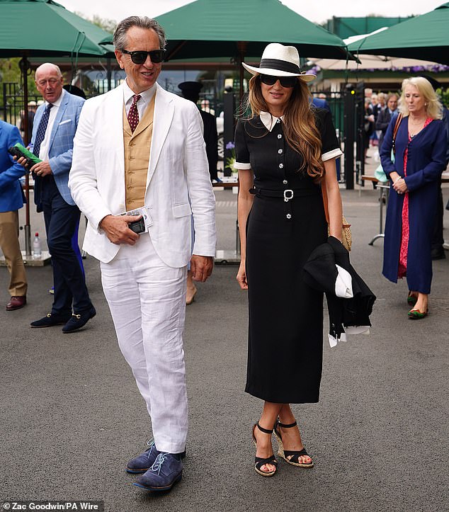 The 67-year-old Saltburn actor looked incredibly dapper in a white linen blazer and trousers.