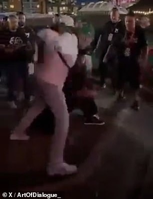 Footage of the incident shows one of the men punching Ross in the face after a brief exchange.