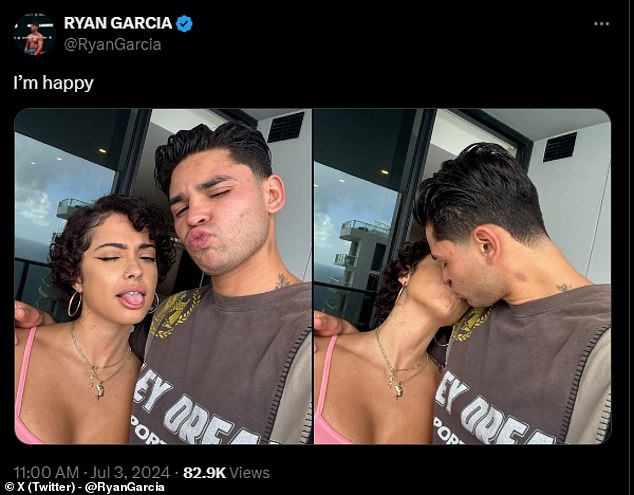 The suspended boxer posted a photo of himself kissing a mystery woman earlier this week.