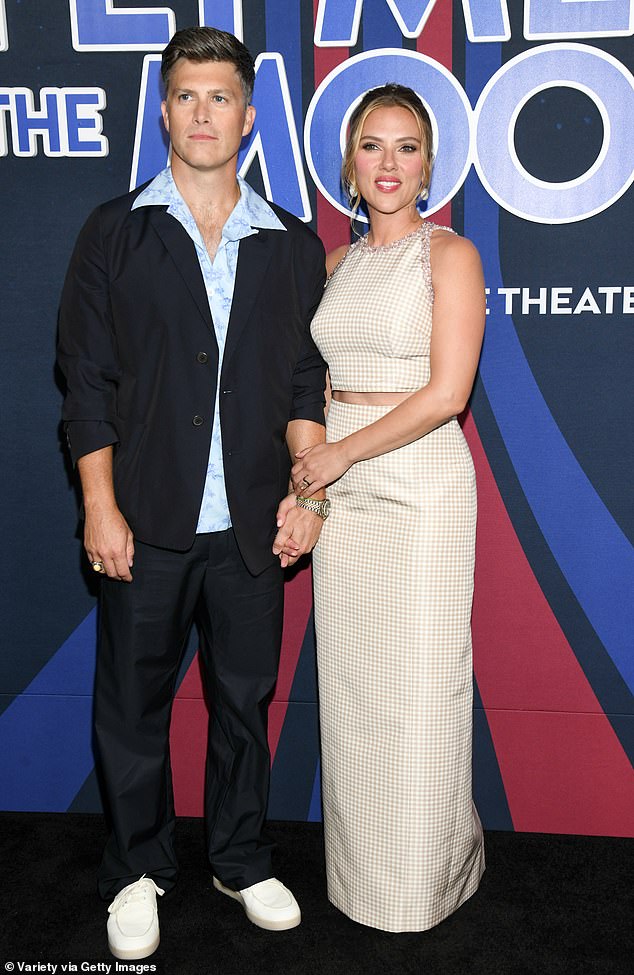 With husband Colin Jost at the New York premiere of Fly Me To The Moon on July 8