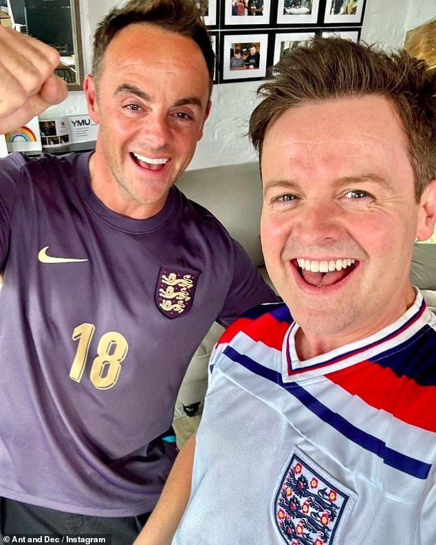 Meanwhile, fellow celebrities Ant and Dec led the pack in showing their support for Gareth Southgate's side on social media ahead of their hopeful Euro 2024 final win.