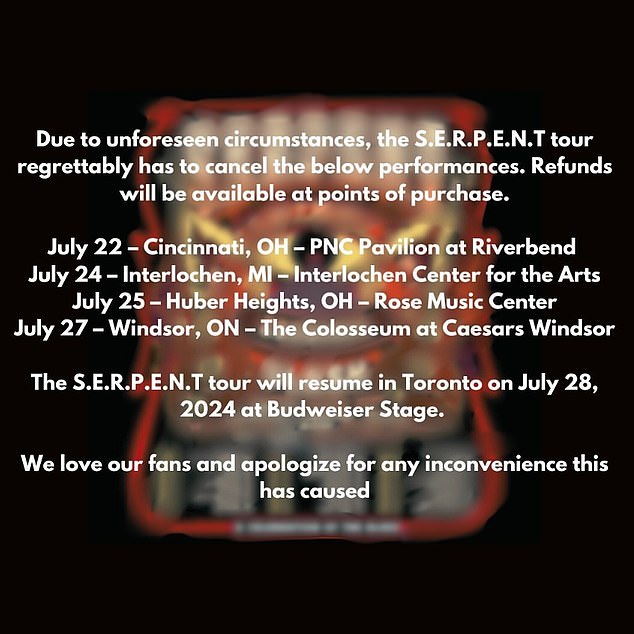 Hours before the tragic announcement, Slash cancelled some tour dates due to 