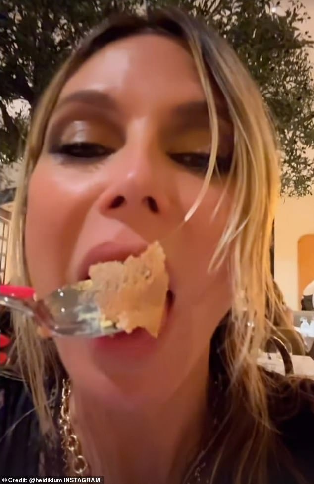 In the following clip, Heidi is seen happily enjoying a bite of the cake.