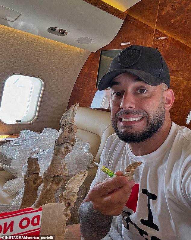 Adrian recently took to Instagram to share some enviable moments from his travels around the world on a private jet, including purchasing the rare fossil.