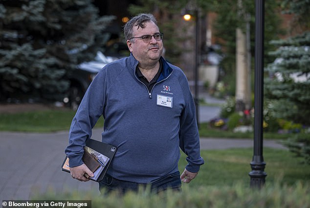 Mehlhorn, often seen as billionaire Reid Hoffman's (pictured) right-hand man, has previously said there is no point in trying to get Biden to back out, so he and his donors will just push ahead as they have done previously.