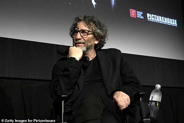 Mr Gaiman, 63 (pictured in New York last month) is the author of books including The Sandman, American Gods and the children's book Coraline, and co-wrote Good Omens with the author Terry Pratchett, which was later turned into a BBC and Amazon television series.