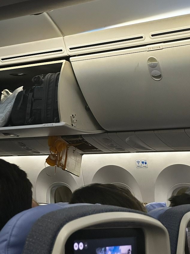 Oxygen masks were seen hanging inside the plane after an Air Europa flight encountered turbulence during its flight from Madrid, Spain to Montevideo, Uruguay early Monday morning.